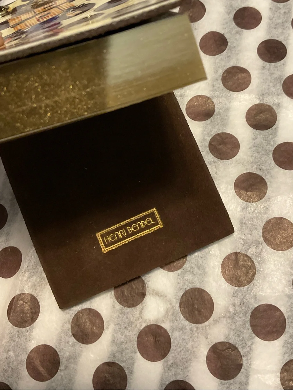 In Original Box Henri Bendel Graphic Pocket Leather Notepad - Shopping Girl Dots